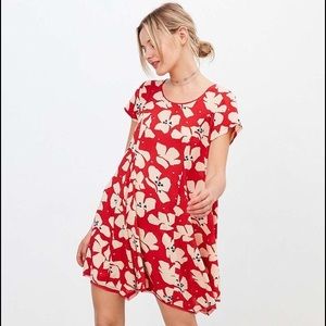 silence + noise Red Floral Summer Dress XS