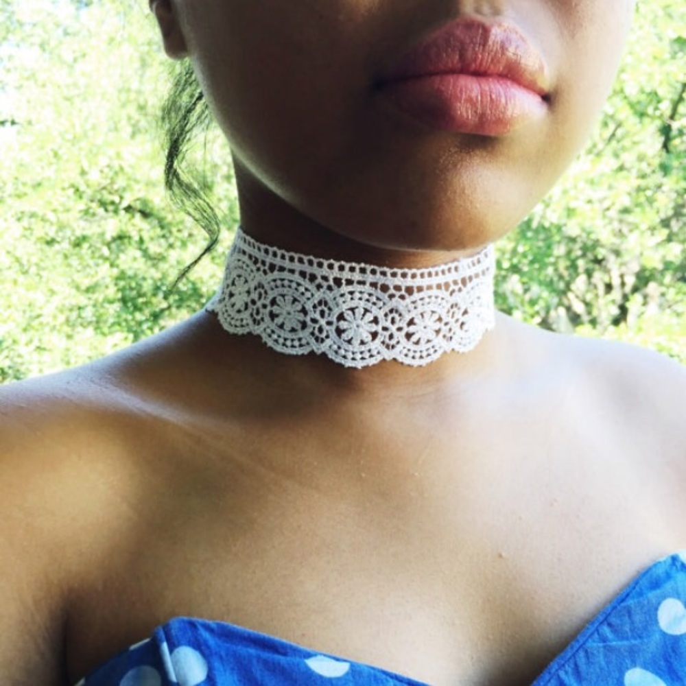 DaniRogue White Crochet Lace Choker