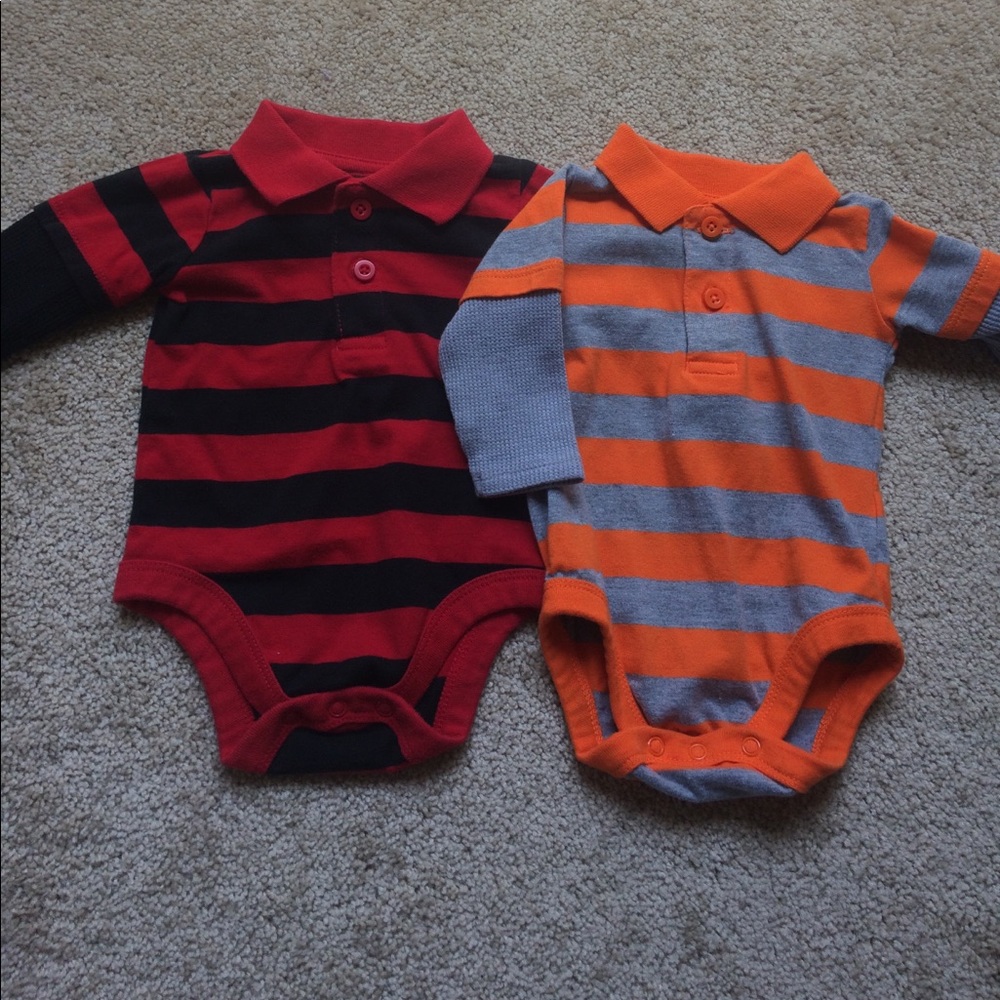 0-3m Collared Striped Onesies