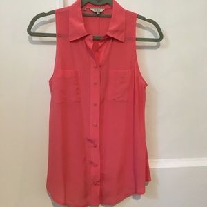 Sleeveless Pink Button Down Blouse