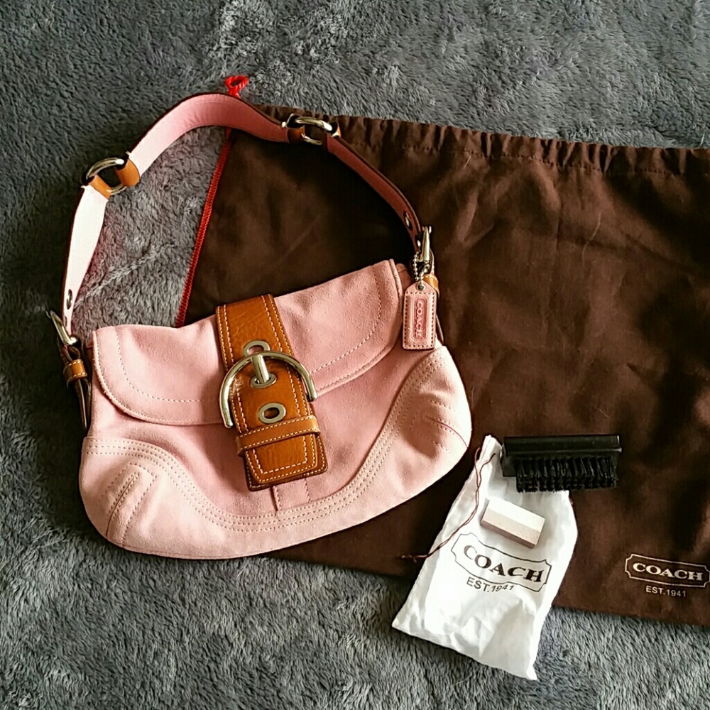 Coach salmon pink suede handbag NWOT