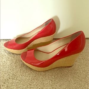 Franco Sarto patent leather wedges. lightly worn.