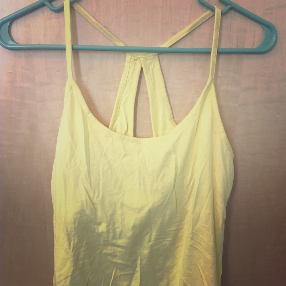 Yellow Patagonia tank with built in bra