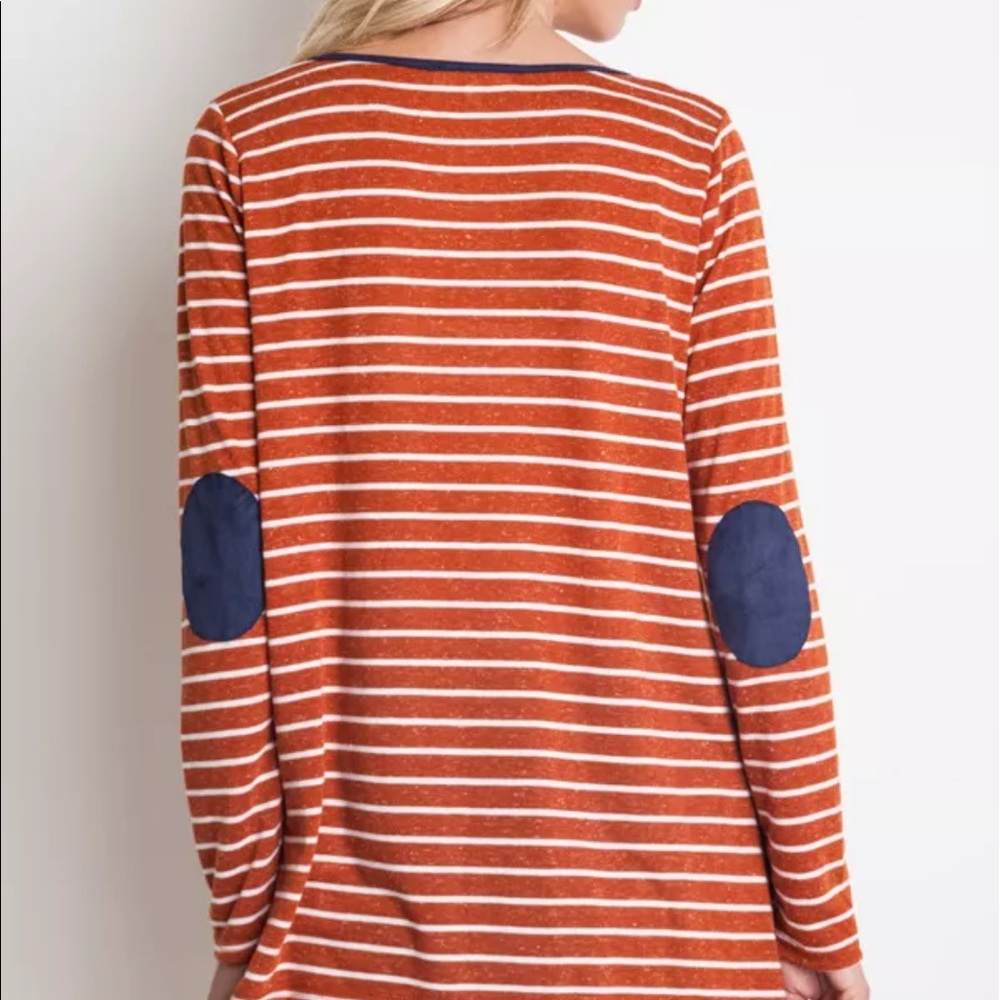 Striped top with elbow patch