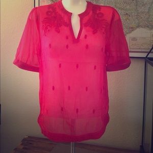 Fuschia short sleeve blouse