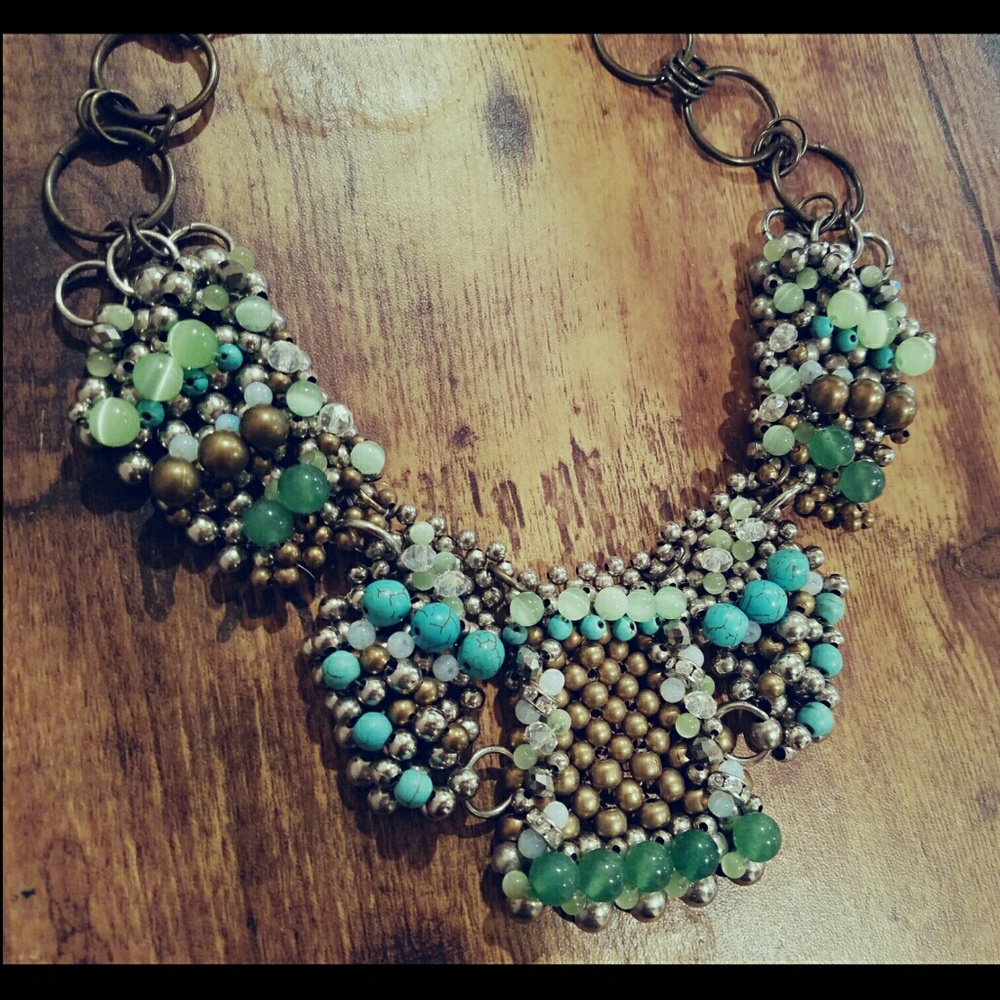 Chunky Blue Green Necklace