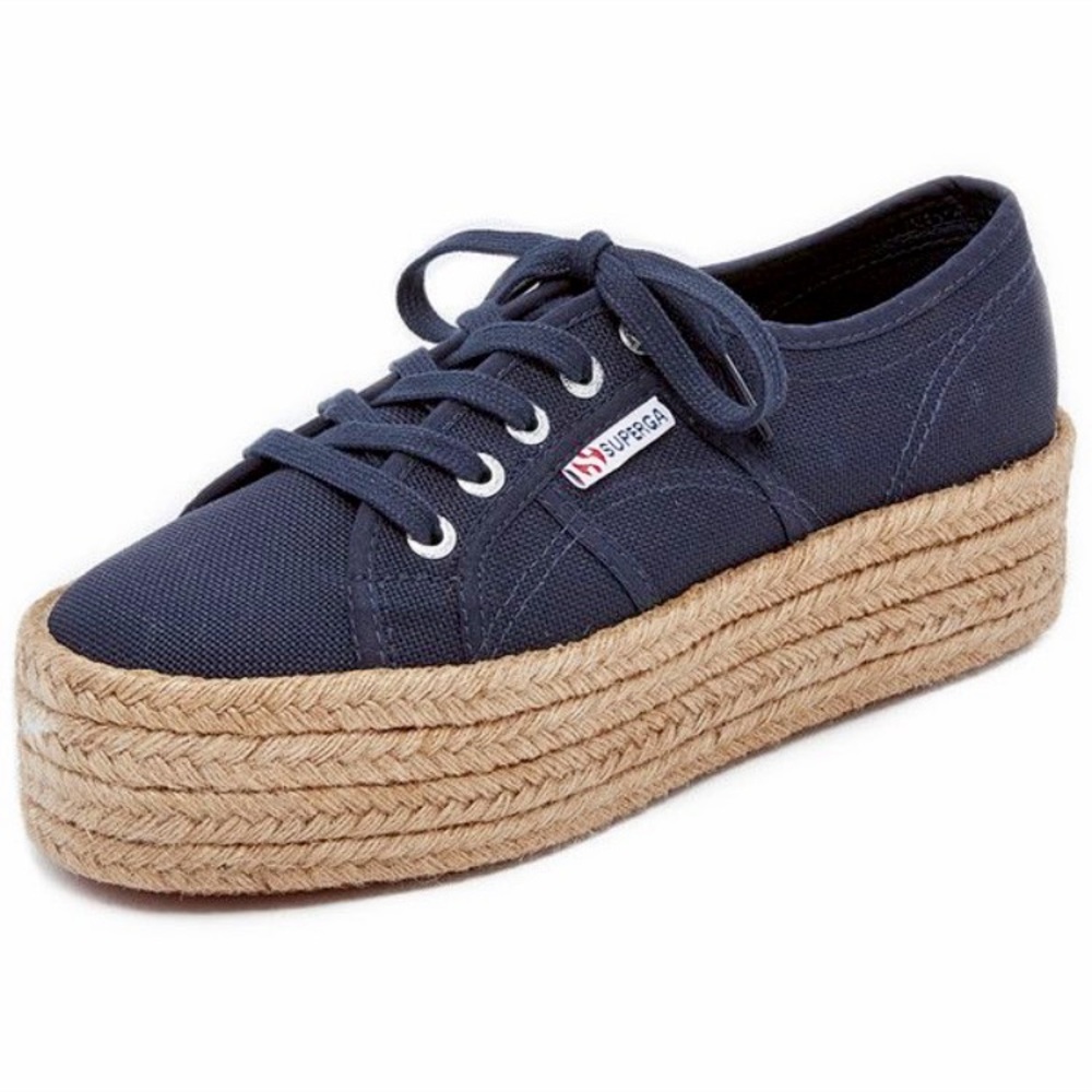 Superga Navy Espadrilles Platform Sneakers 37.5
