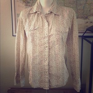 Prairie print button down blouse