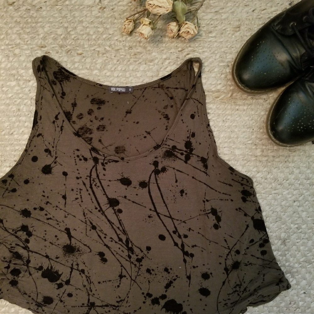 Splatter Paint Hunter Green Crop Top