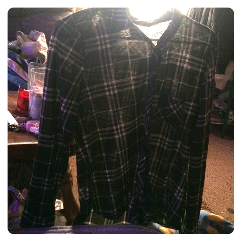 Plaid black and white shirt