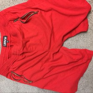Red beach shorts