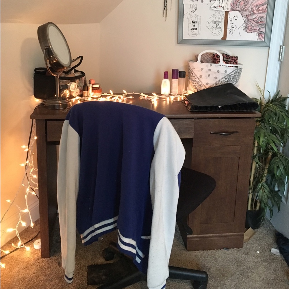 Navy Faux Varsity Jacket