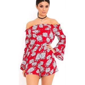 [SALE]  Red Floral Romper