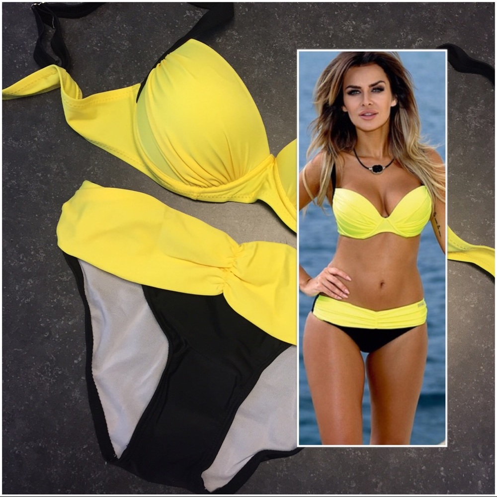 ⭐️HOST PICK⭐️ONLY 2 LEFT❗️Hot Yellow and Black Bikini - Picture 2 of 6