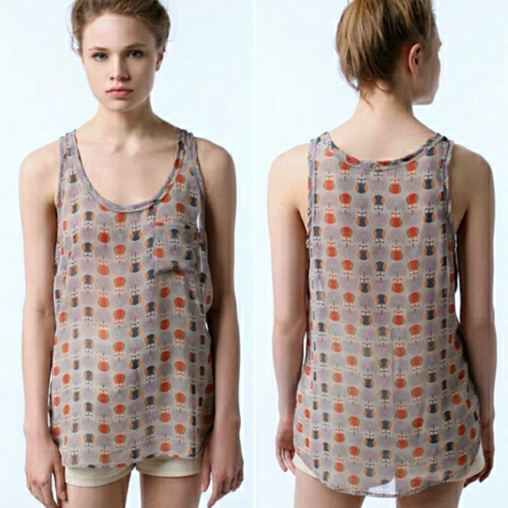 UO Sheer Owl Print Tank