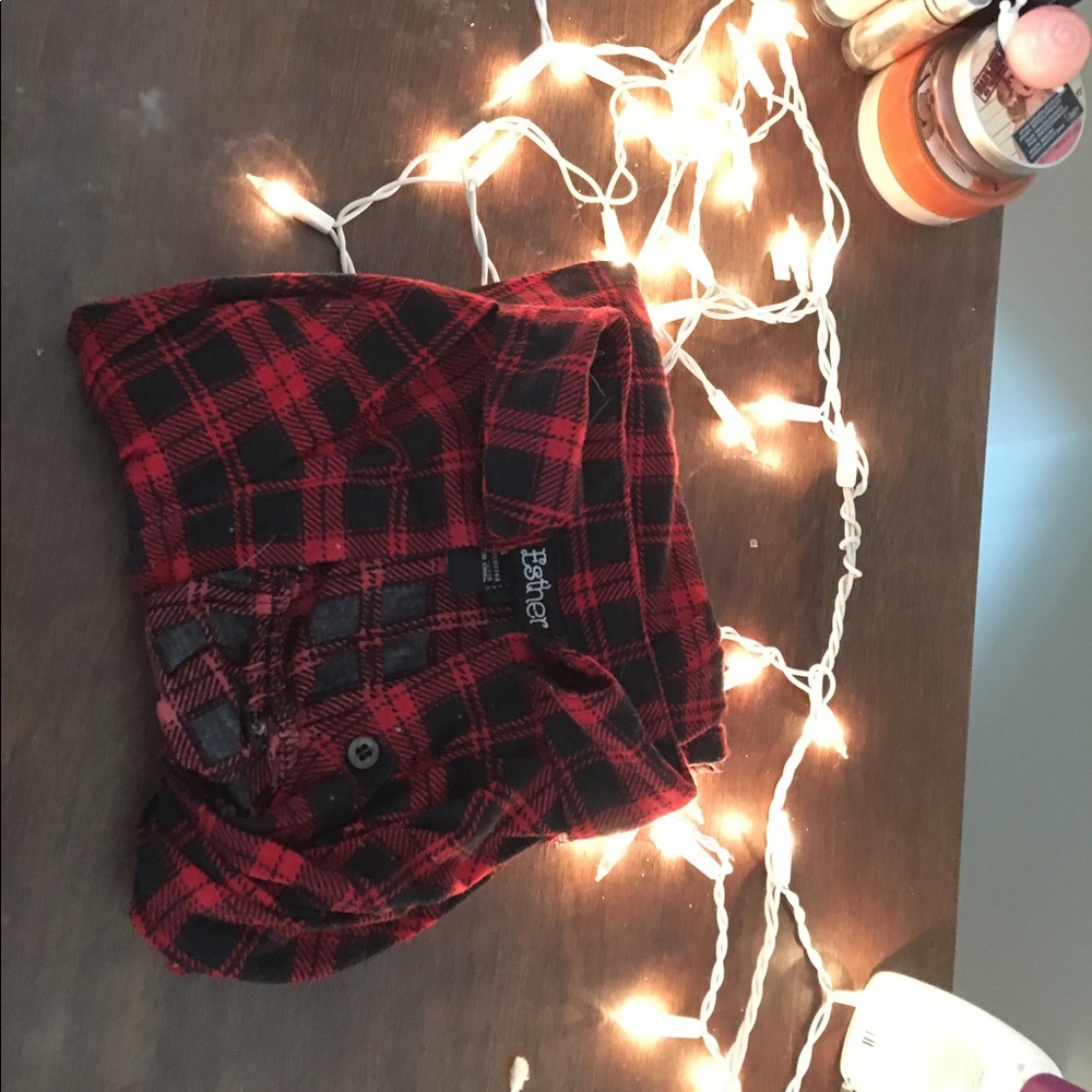 Red and Black Flannel Button Up