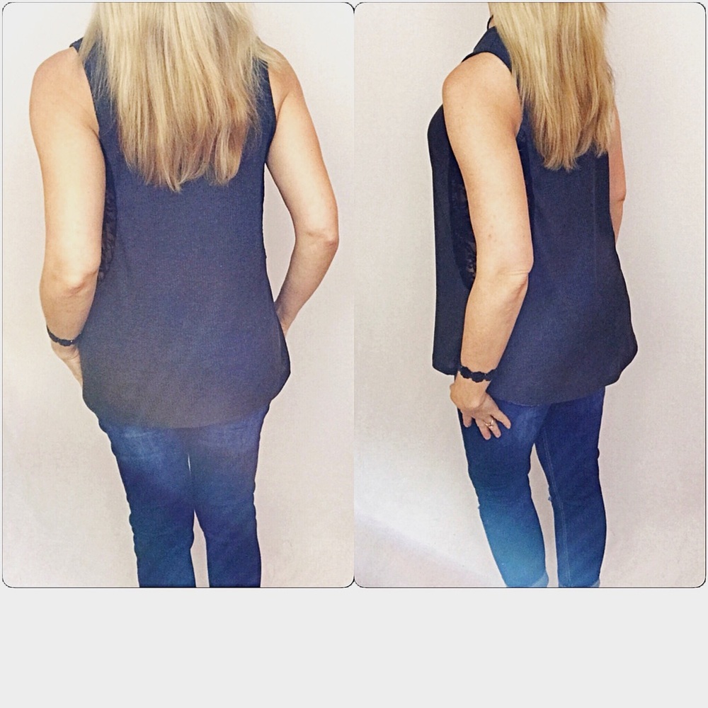 Lace Criss Cross Flowy Tank Top SML - Picture 6 of 7