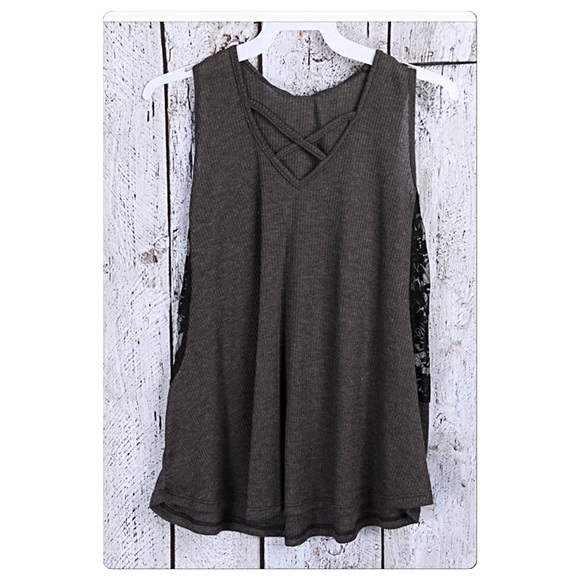 Lace Criss Cross Flowy Tank Top SML - Picture 7 of 7