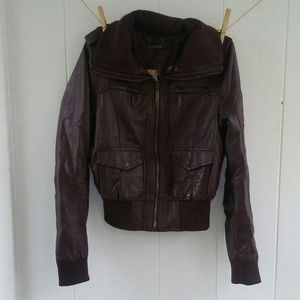 Brown leather jacket