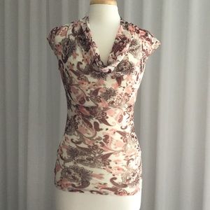 Stretchy draped neckline top