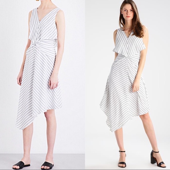 Reiss Dresses & Skirts - REISS RHONI Crepe striped handkerchief hem dress