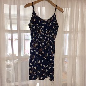 Navy bird and rope print ruffle top sundress