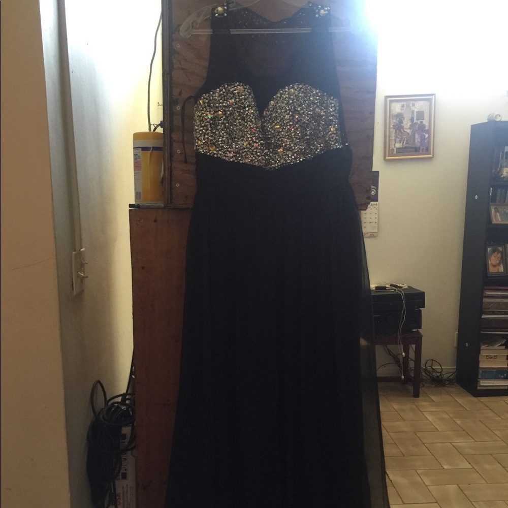 Black and diamonds prom dress/gown