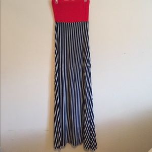Red and Navy Stripped Maxi Dress