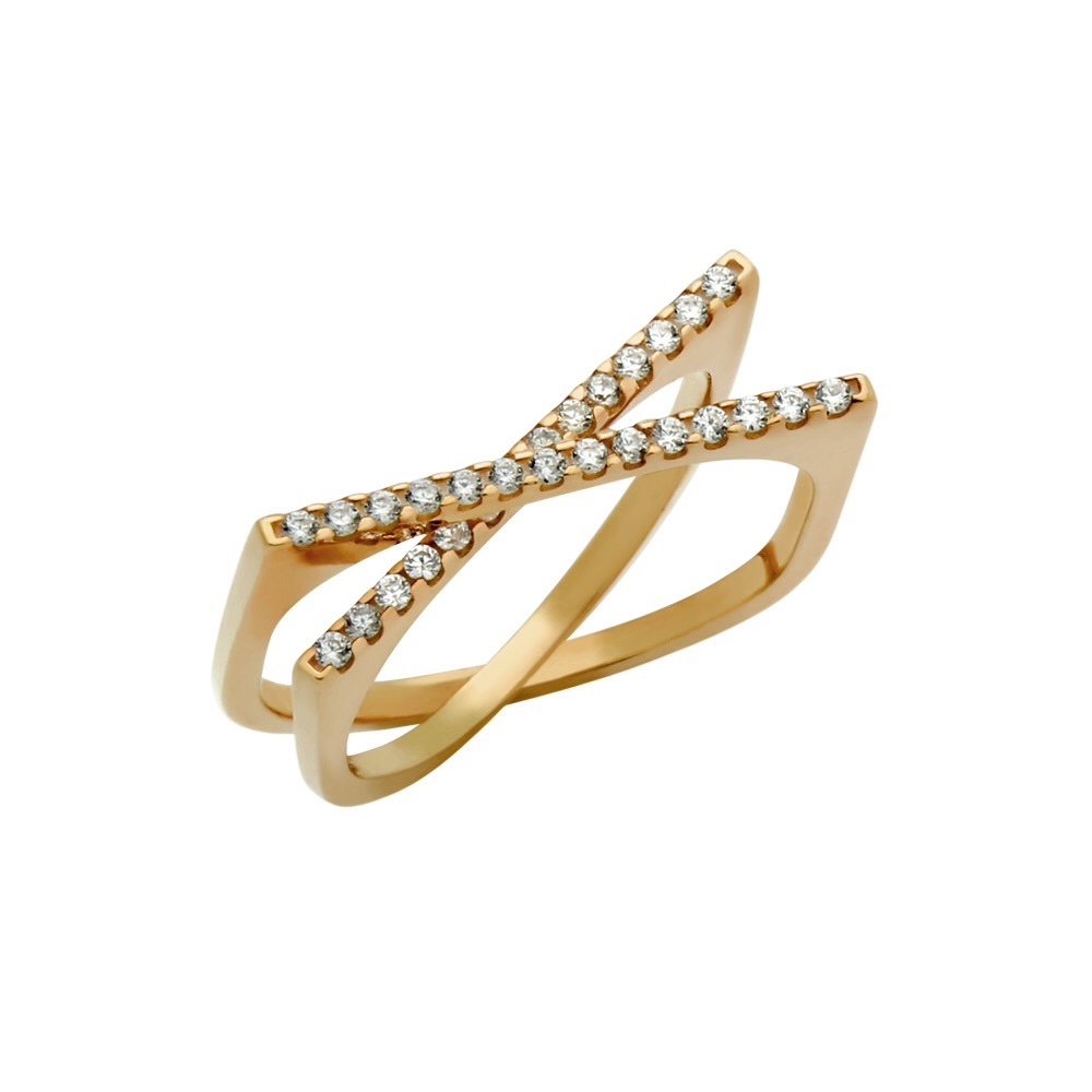 New Rose Gold Plated Sterling Silver X Ring - Picture 2 of 3