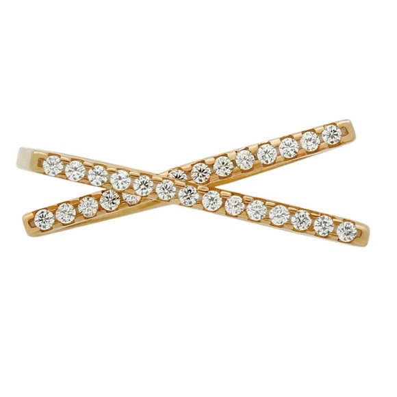 New Rose Gold Plated Sterling Silver X Ring - Picture 3 of 3