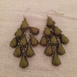 Green drop earrings