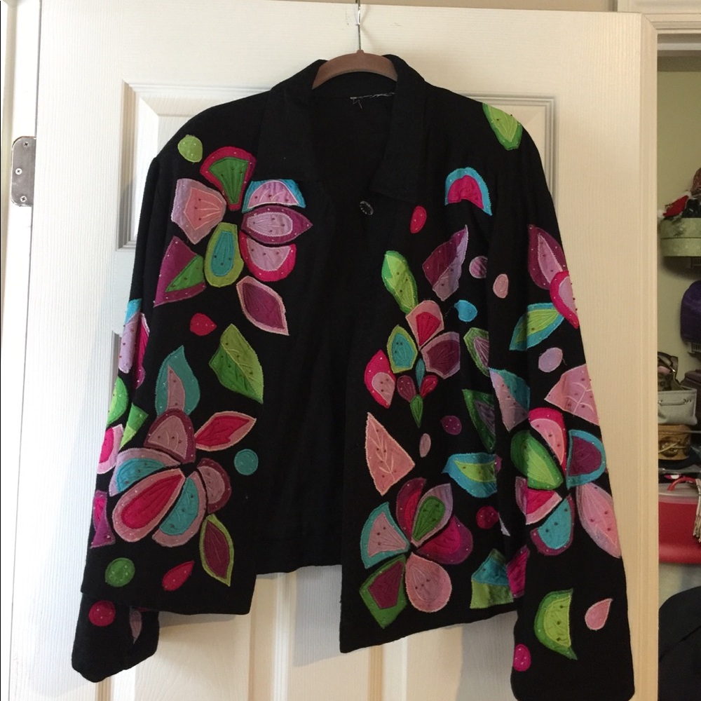 Black jacket with appliqués