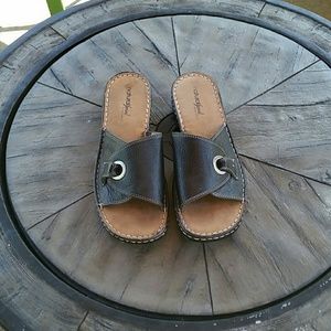 Natural Soul Black Leather Sandsls