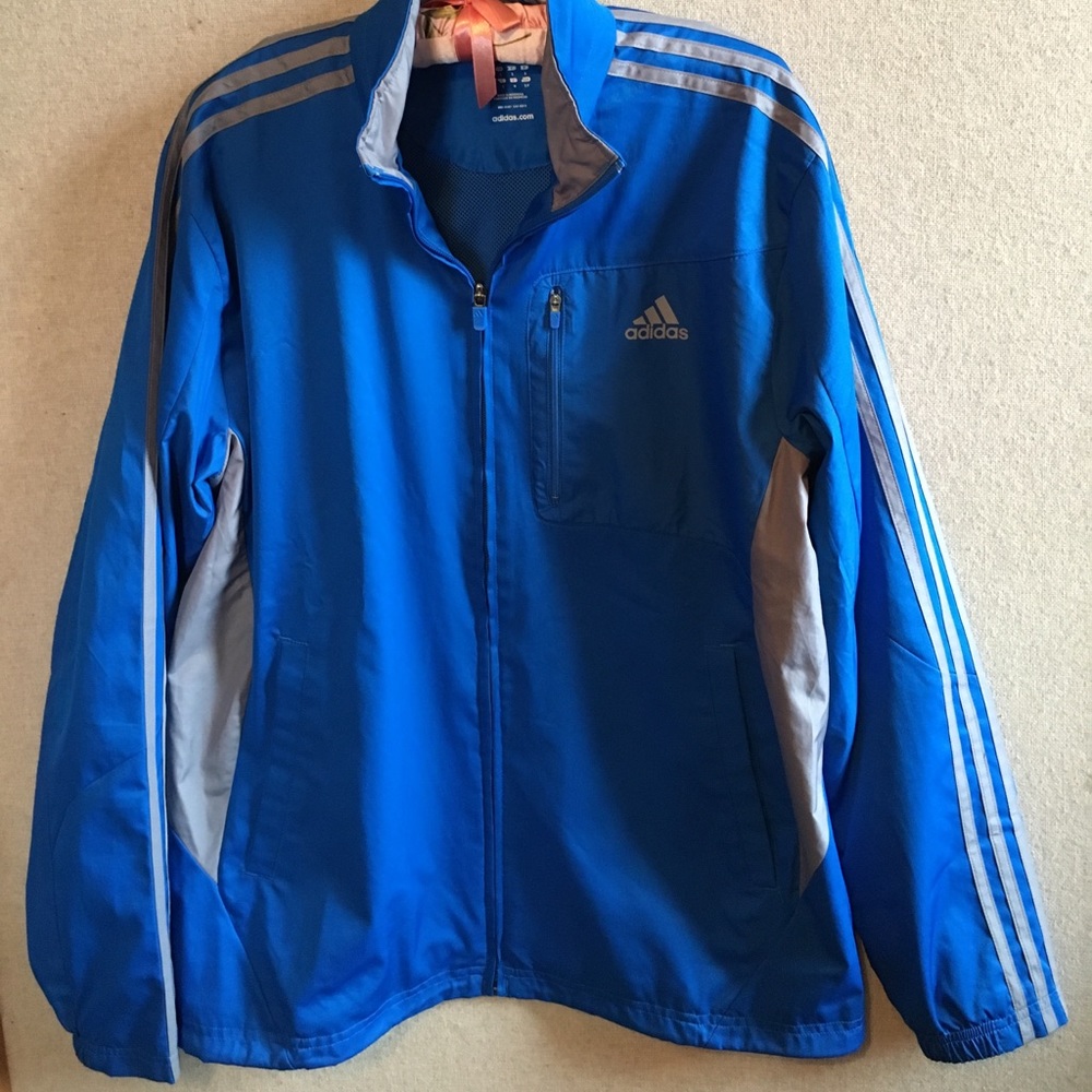 Adidas blue windbreaker / rain jacket