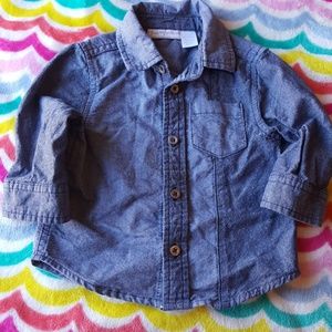 Blue jean long sleeve button down shirt