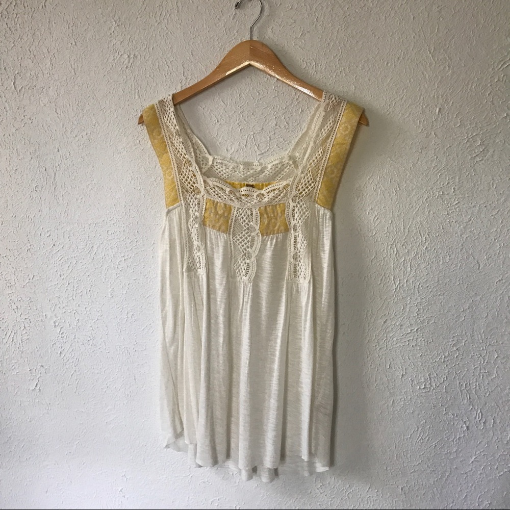 White and Yellow Lace Tank