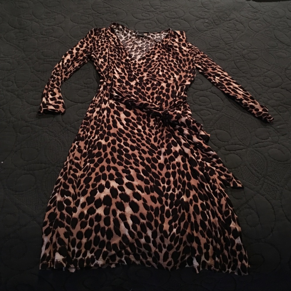 Inc leopard print wrap dress