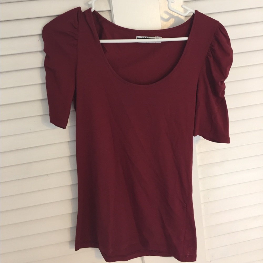 Zara red ruffle sleeve top