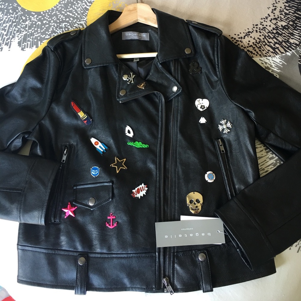 Super fancy biker jacket!!  💀 ✌🏽⭐️💄⚓️🚀💥
