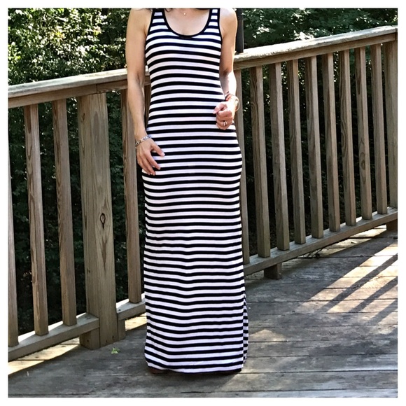 Tank White with black stripes maxi dress - Picture 2 of 5