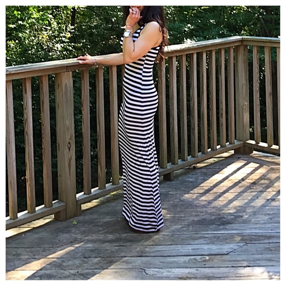Tank White with black stripes maxi dress - Picture 4 of 5