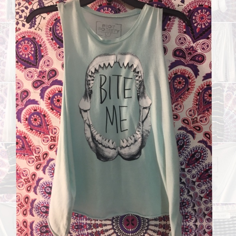 Blue "Bite Me" Shark Tank Top 🦈