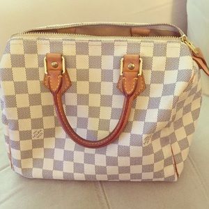 Louis Vuitton Daniel Azur White Canvas Speedy Bag