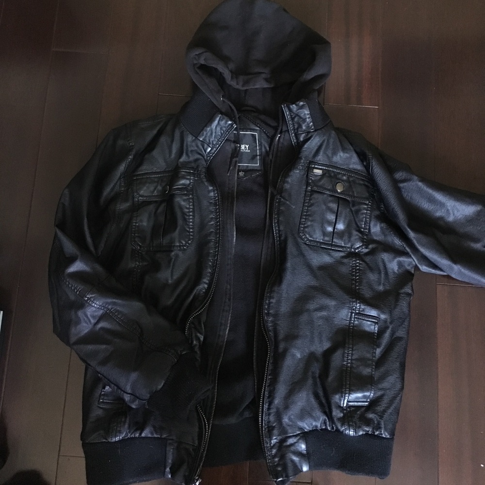 Obey leather hoodie