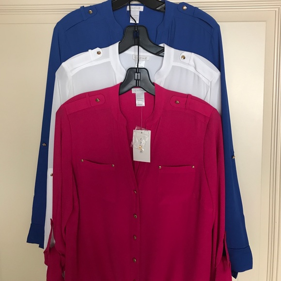 Cache Tops - CACHE 🌺NWT🌺One (1)Tie Front Blouse Bright Pink