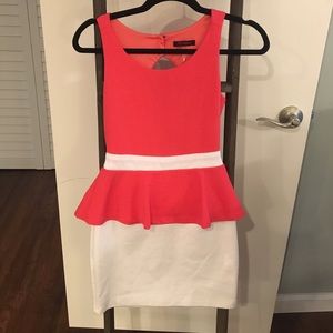 Pink and white Peplum Dress