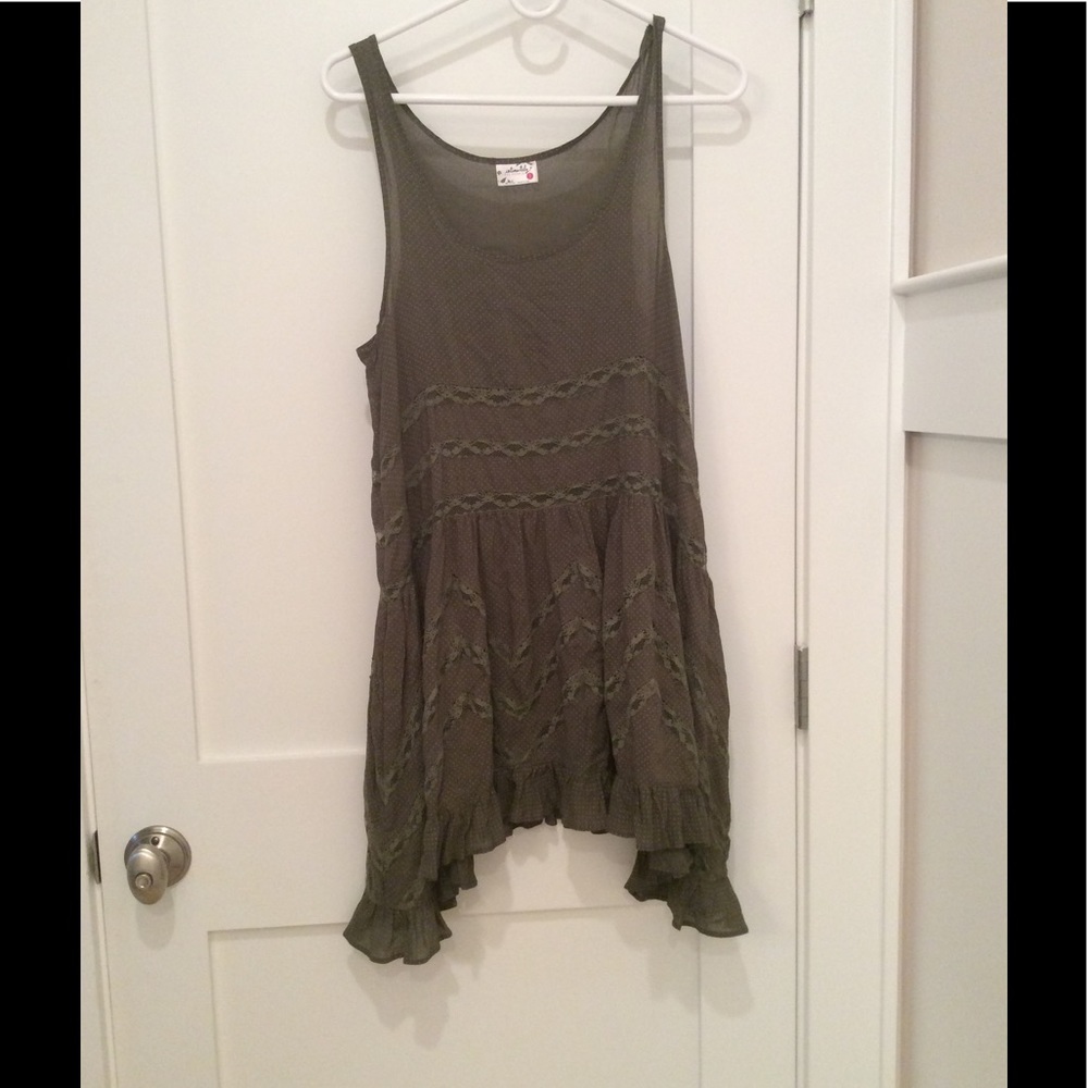 Free people olive green tank dress.