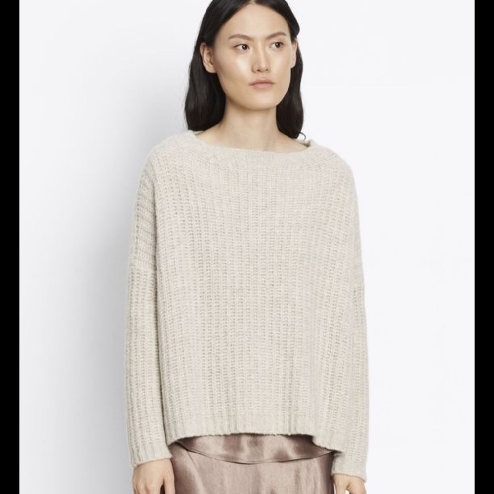 Vince Cashmere Blend Ladder Stitch Funnel Sweater - Picture 2 of 8