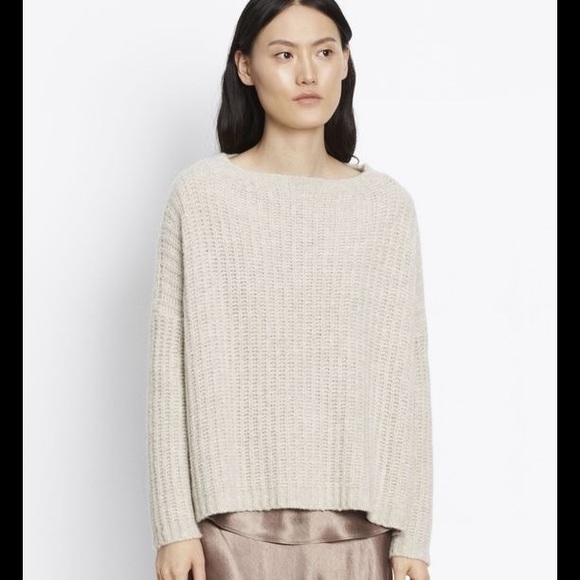 Vince Cashmere Blend Ladder Stitch Funnel Sweater - Picture 2 of 8