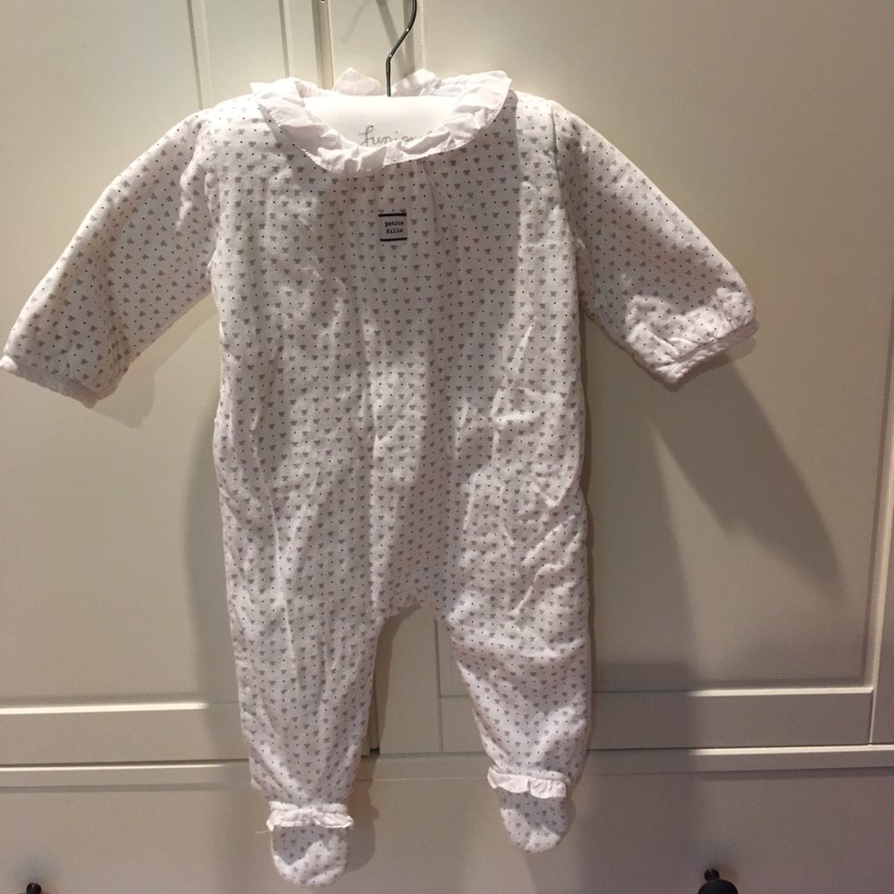 Jacadi baby girl sleep suit with collar